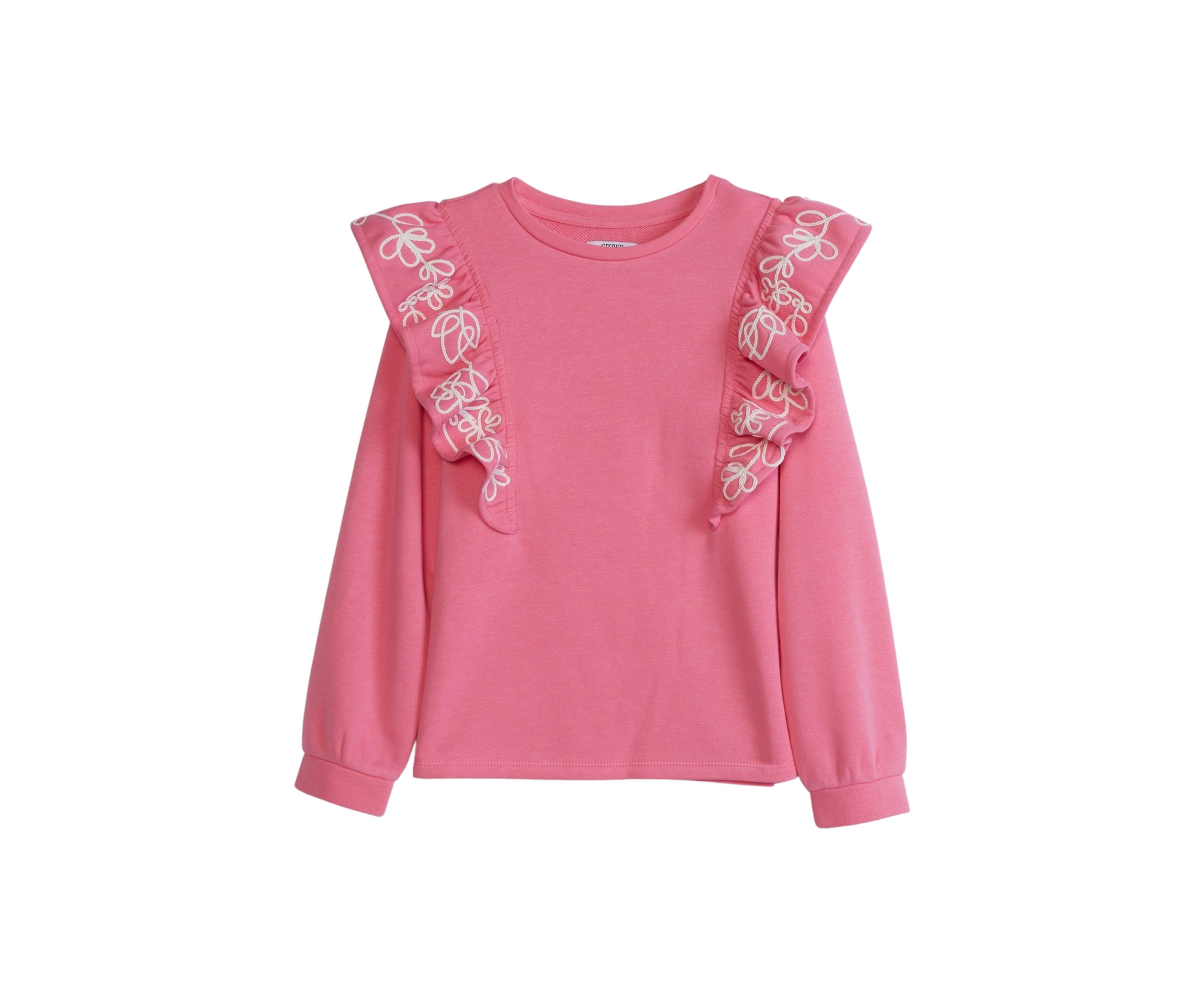 Girls 4-6x Long Sleeve Ruffle Front Sweatshirt
