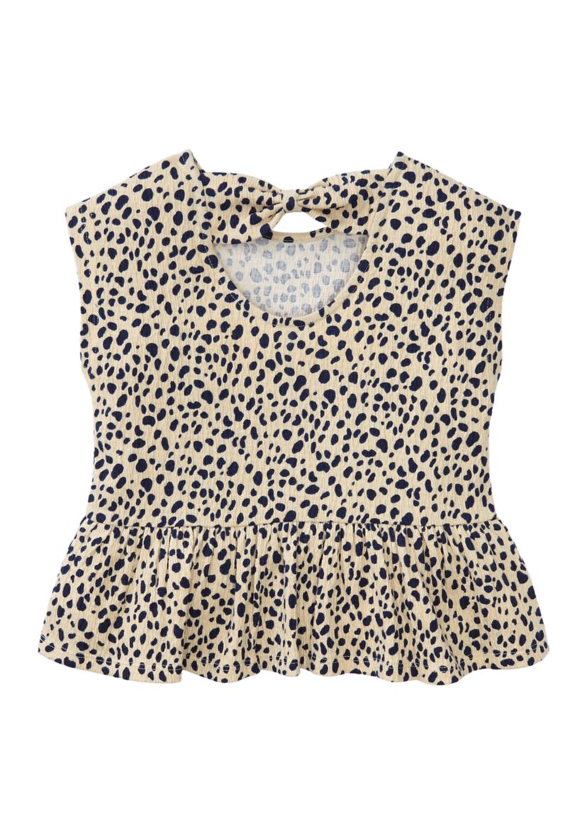 Girls 4-6x Crinkle Knit Bow Back Printed Top