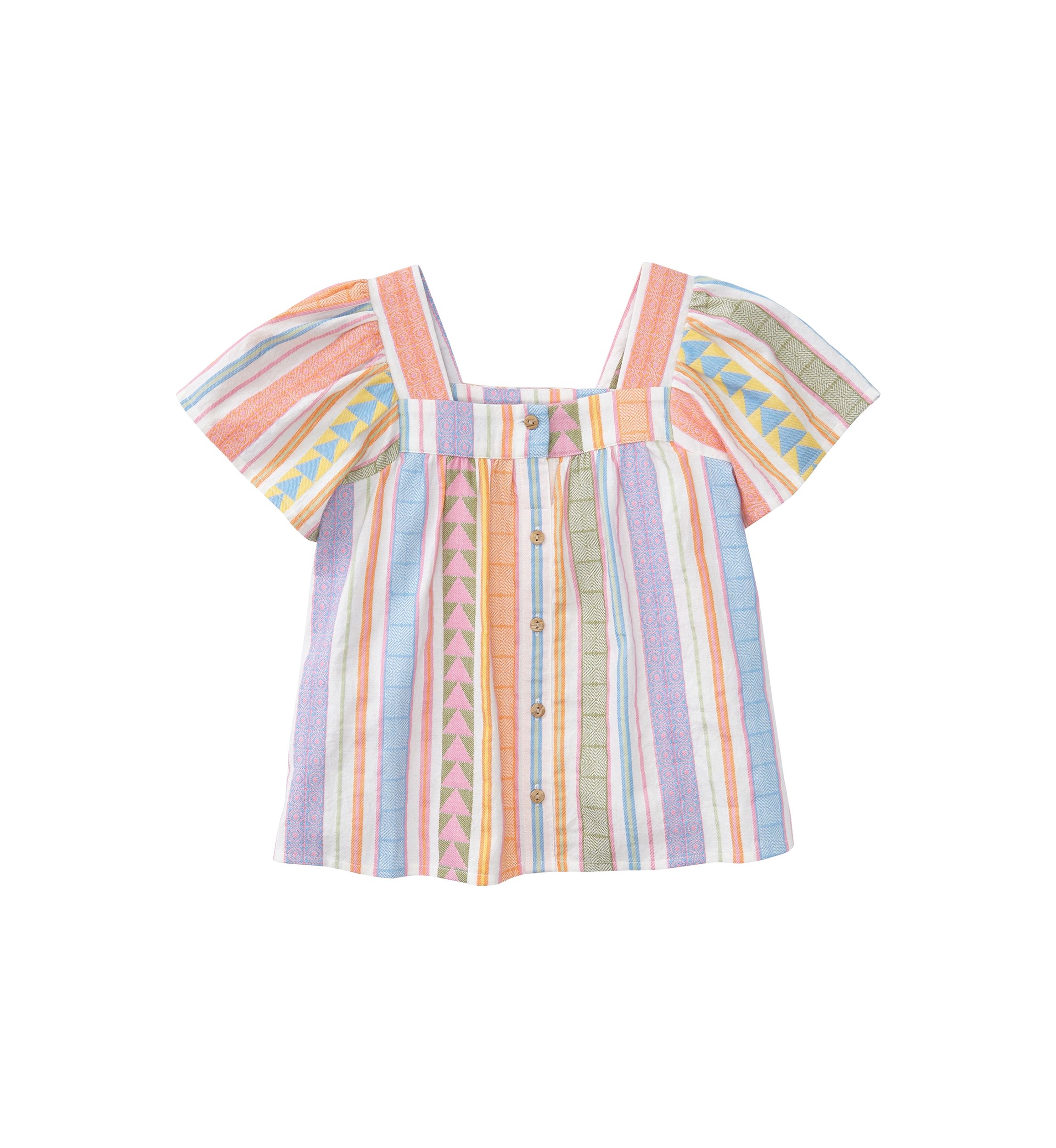 Girls 4-6x Jacquard Button Front Top