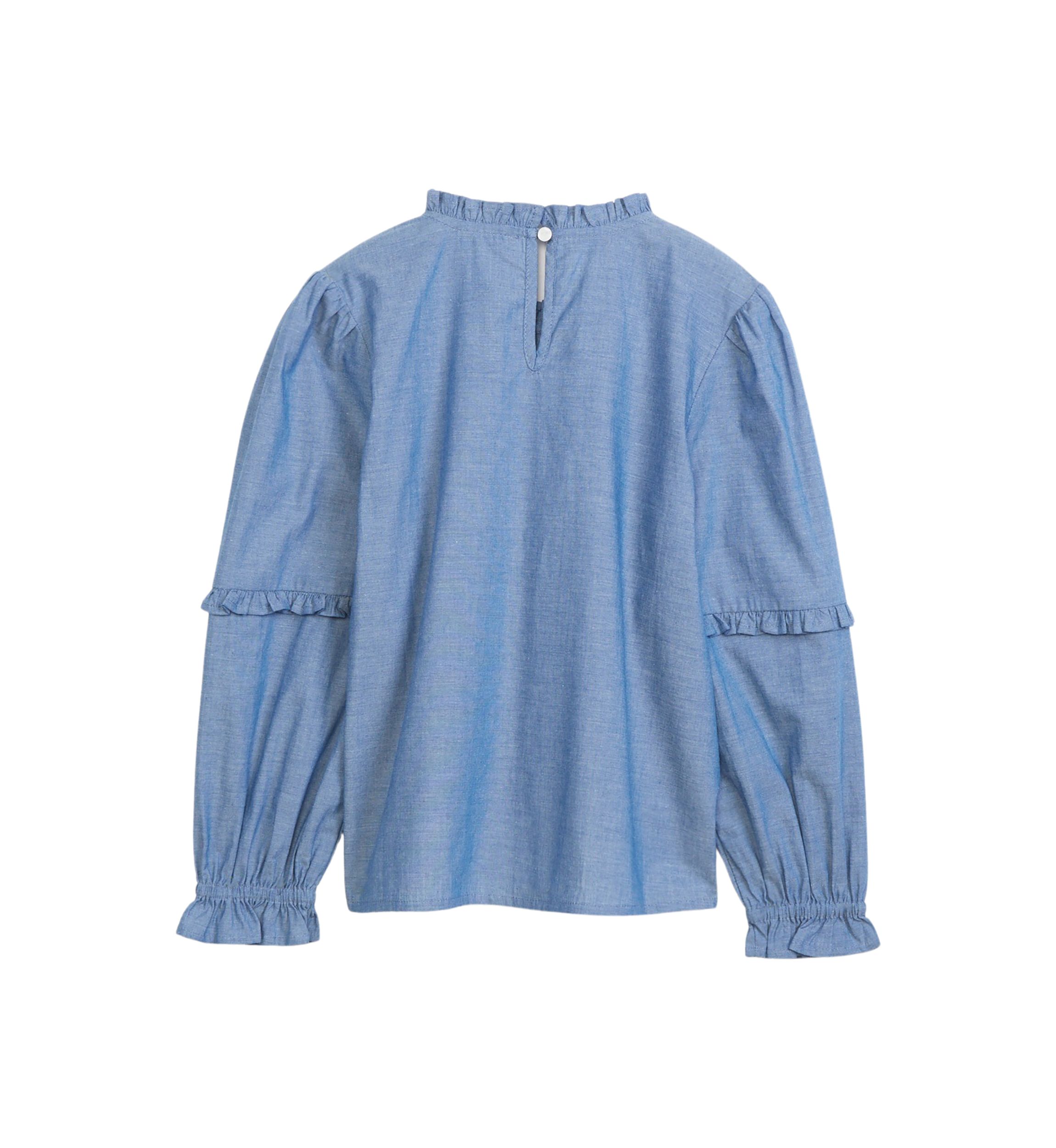Girls 4-6x Chambray Smocked Ruffle Top