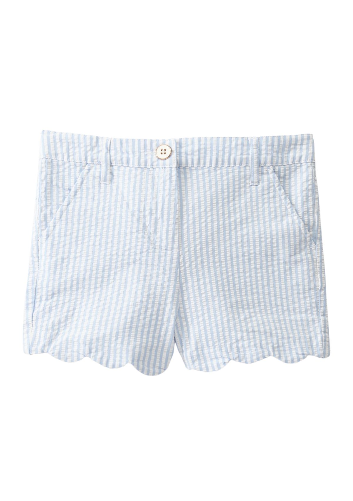Girls 4-6x Scalloped Hem Seersucker Shorts