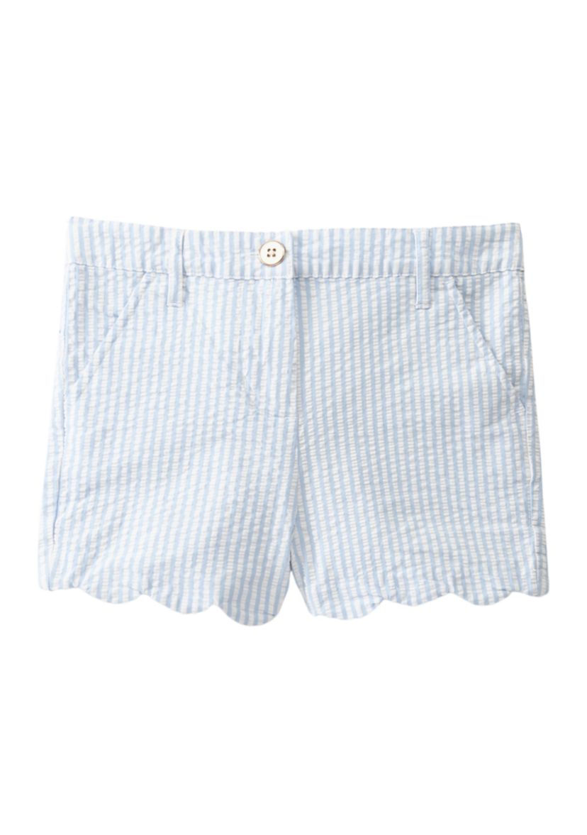 Girls 4-6x Scalloped Hem Seersucker Shorts