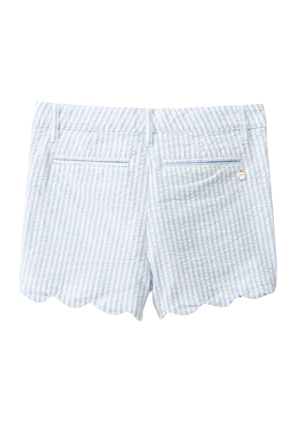 Girls 4-6x Scalloped Hem Seersucker Shorts