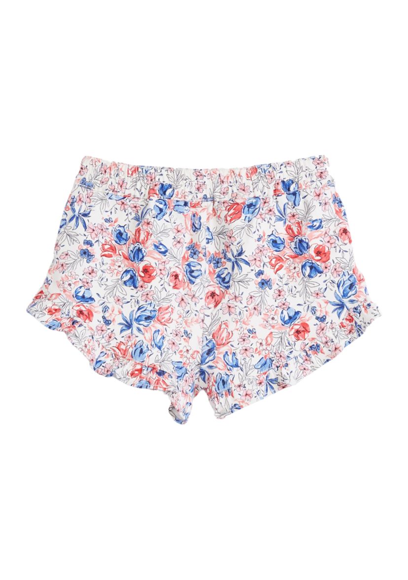 Girls 4-6x Printed Stretch Twill Ruffle Shorts