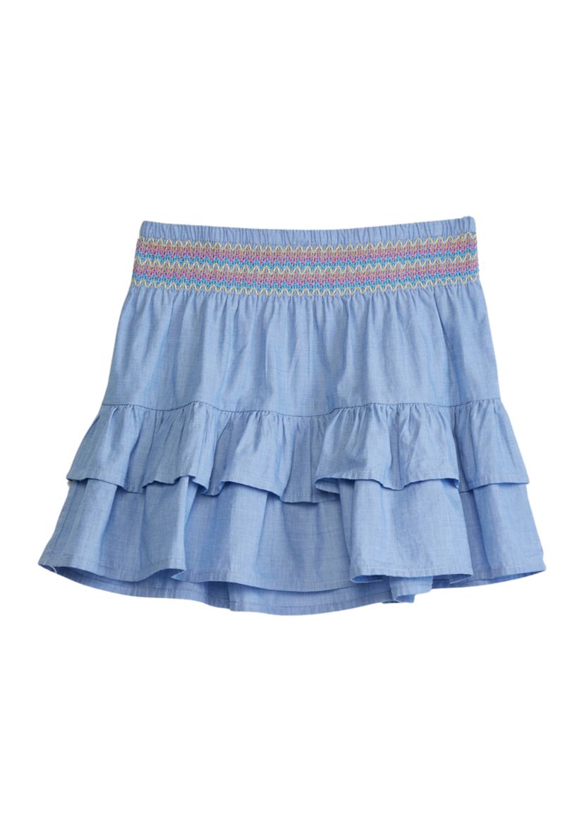 Girls 4-6x End on End Woven Ruffle Skirt