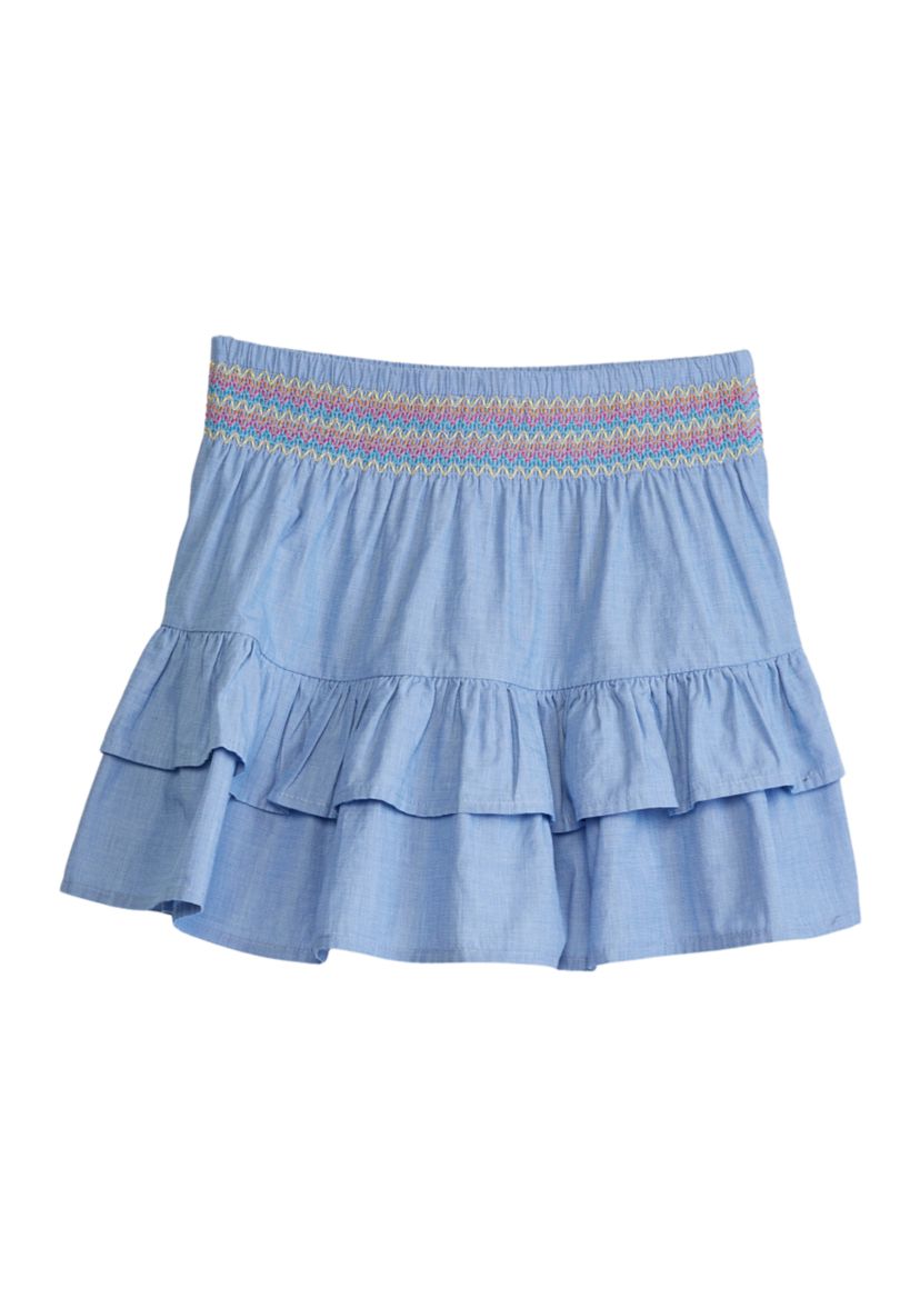 Girls 4-6x End on End Woven Ruffle Skirt