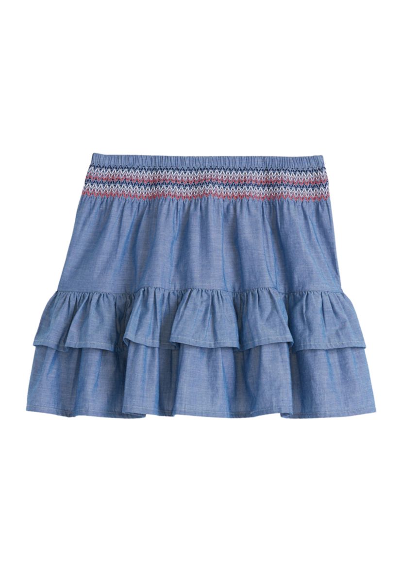 Girls 4-6x End on End Woven Ruffle Skirt