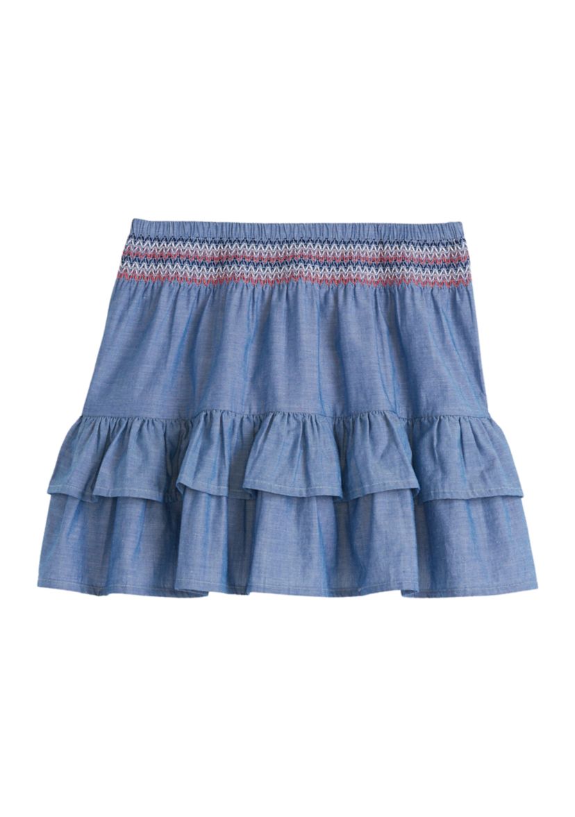 Girls 4-6x End on End Woven Ruffle Skirt