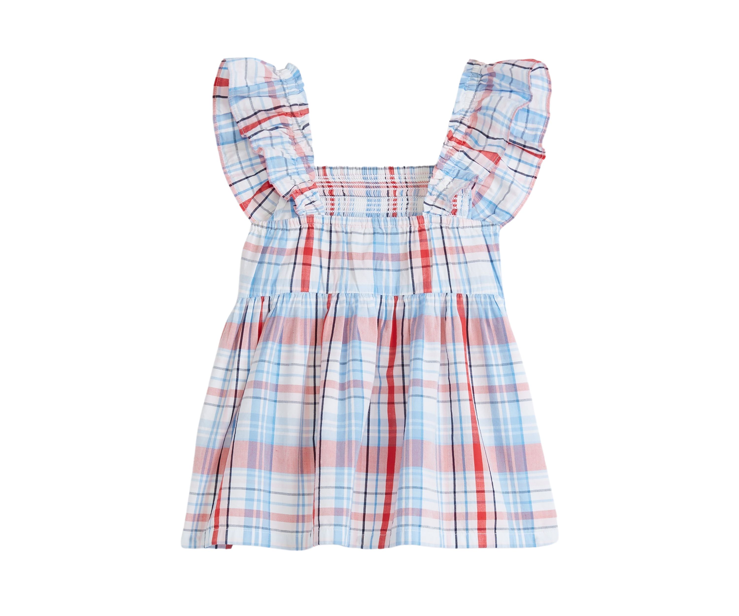 Girls 4-6x Smocked Flutter Sleeve Top