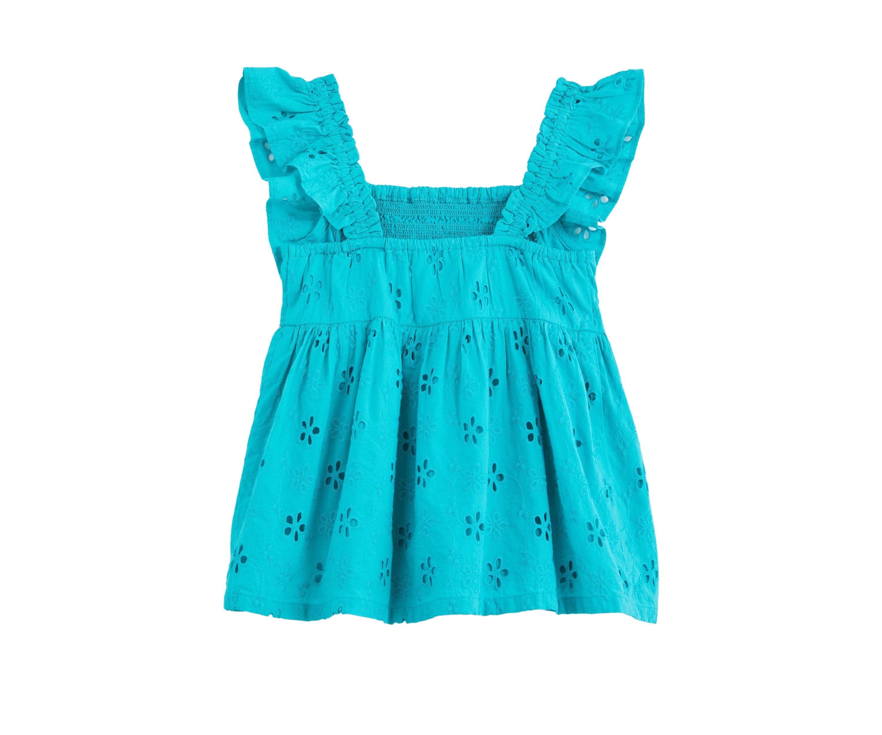 Girls 4-6x Eyelet Smocked Flutter Top 