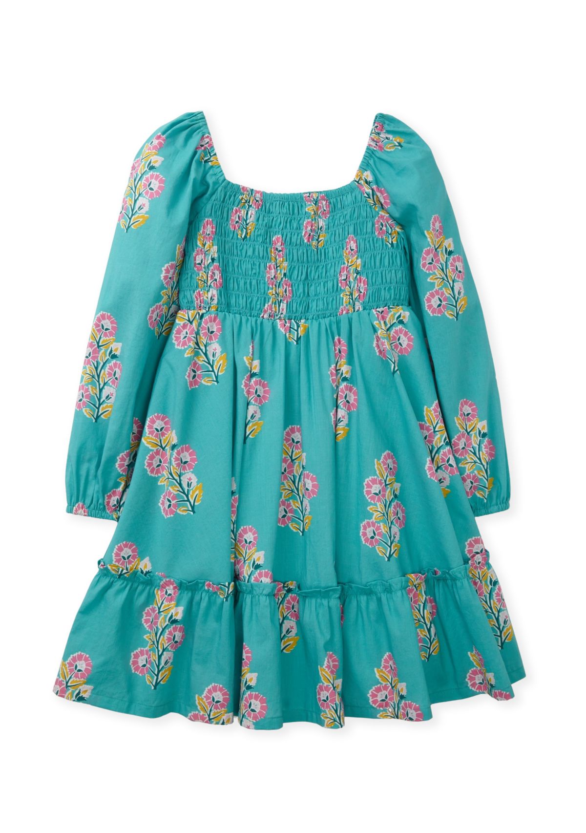 Girls 4-6x Long Sleeve Smocked Printed Dress