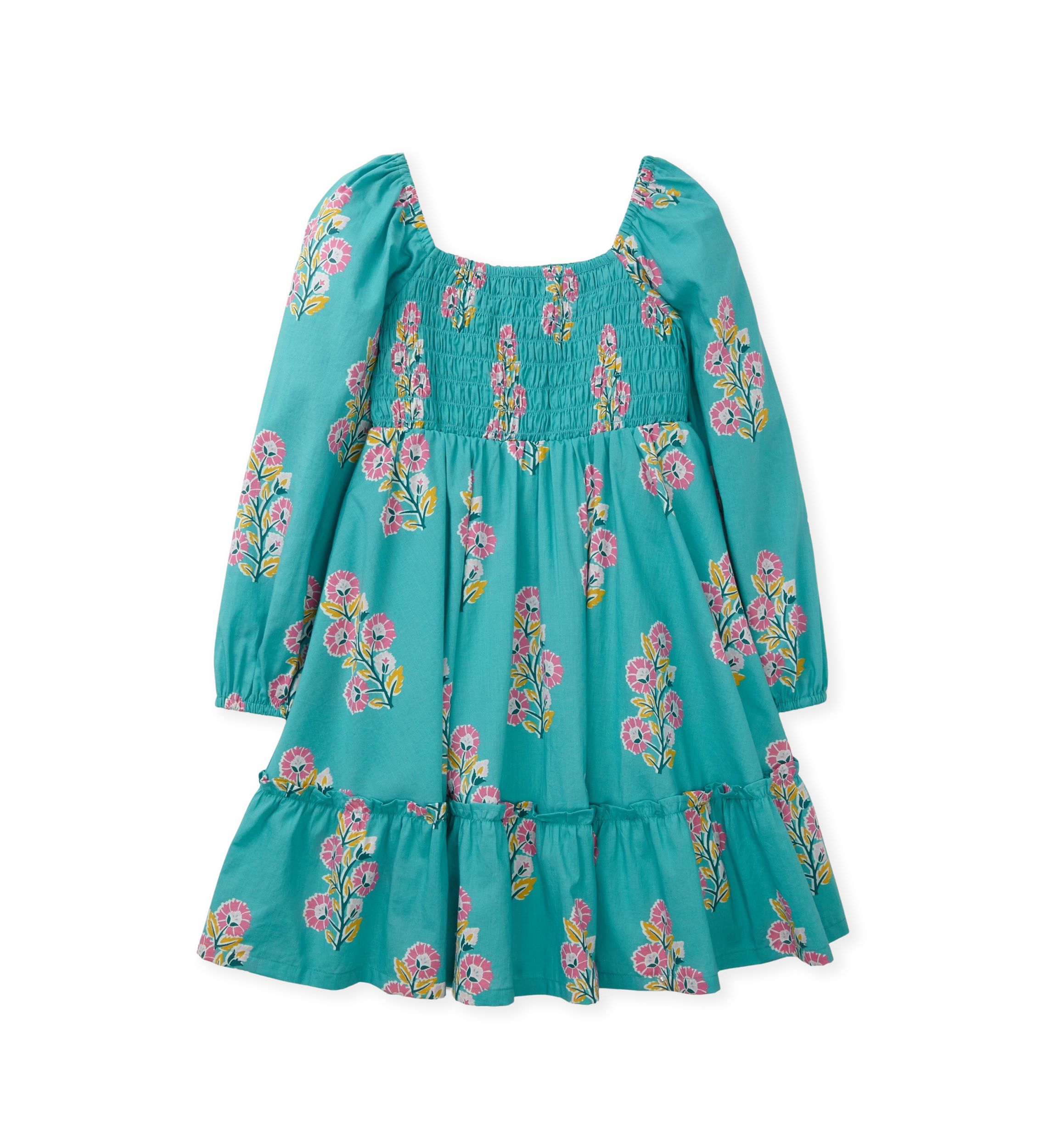Girls 4-6x Long Sleeve Smocked Printed Dress