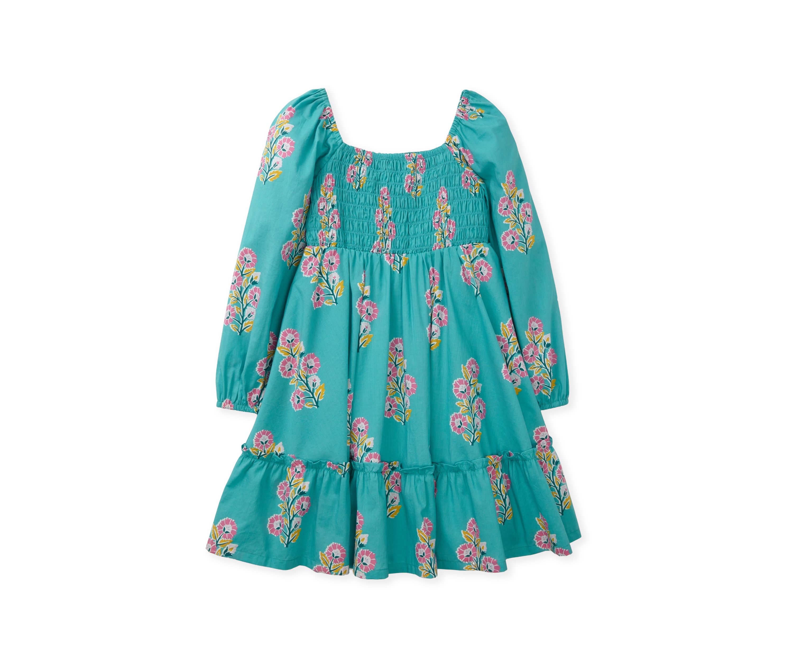 Girls 4-6x Long Sleeve Smocked Printed Dress