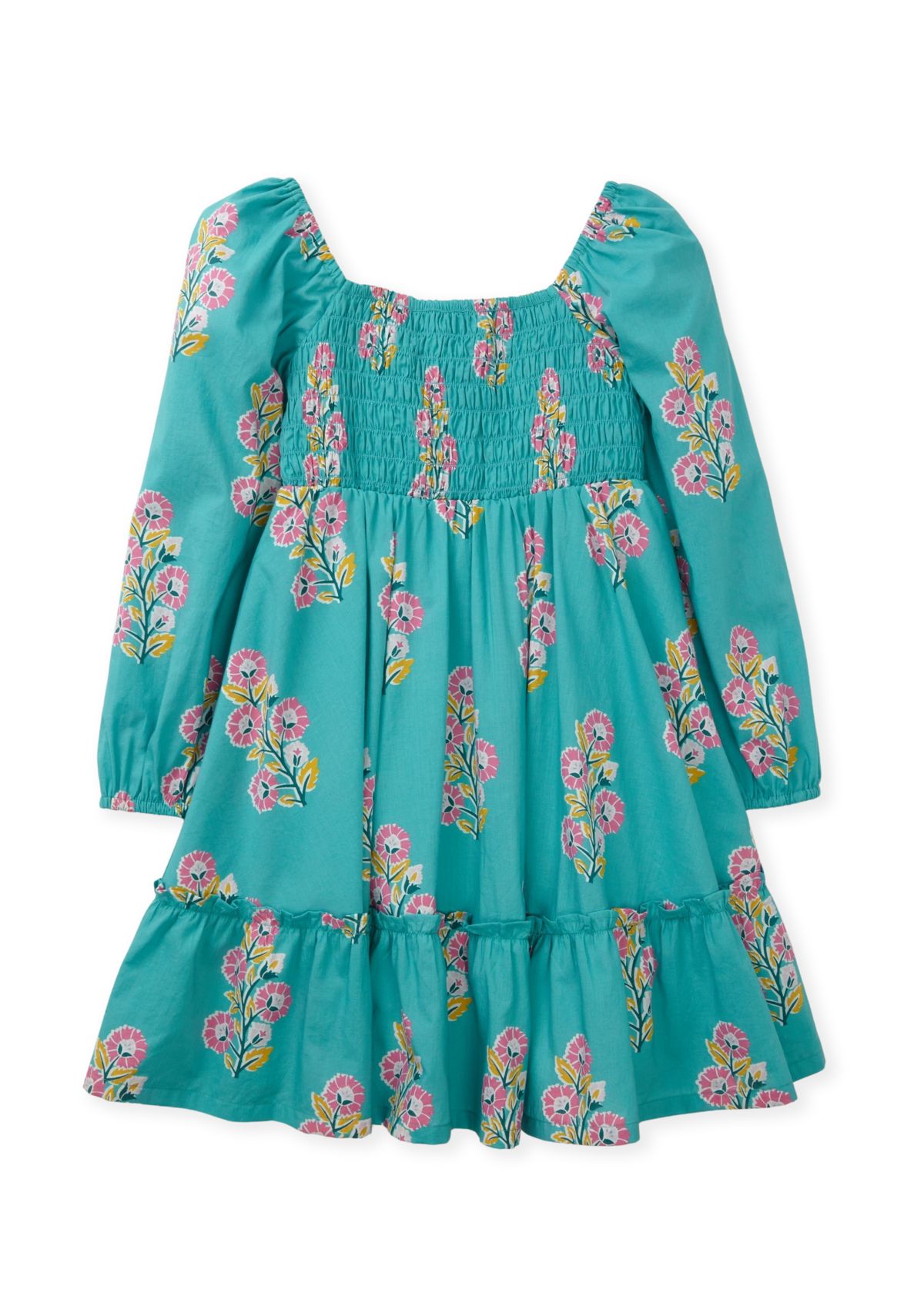 Girls 4-6x Long Sleeve Smocked Printed Dress
