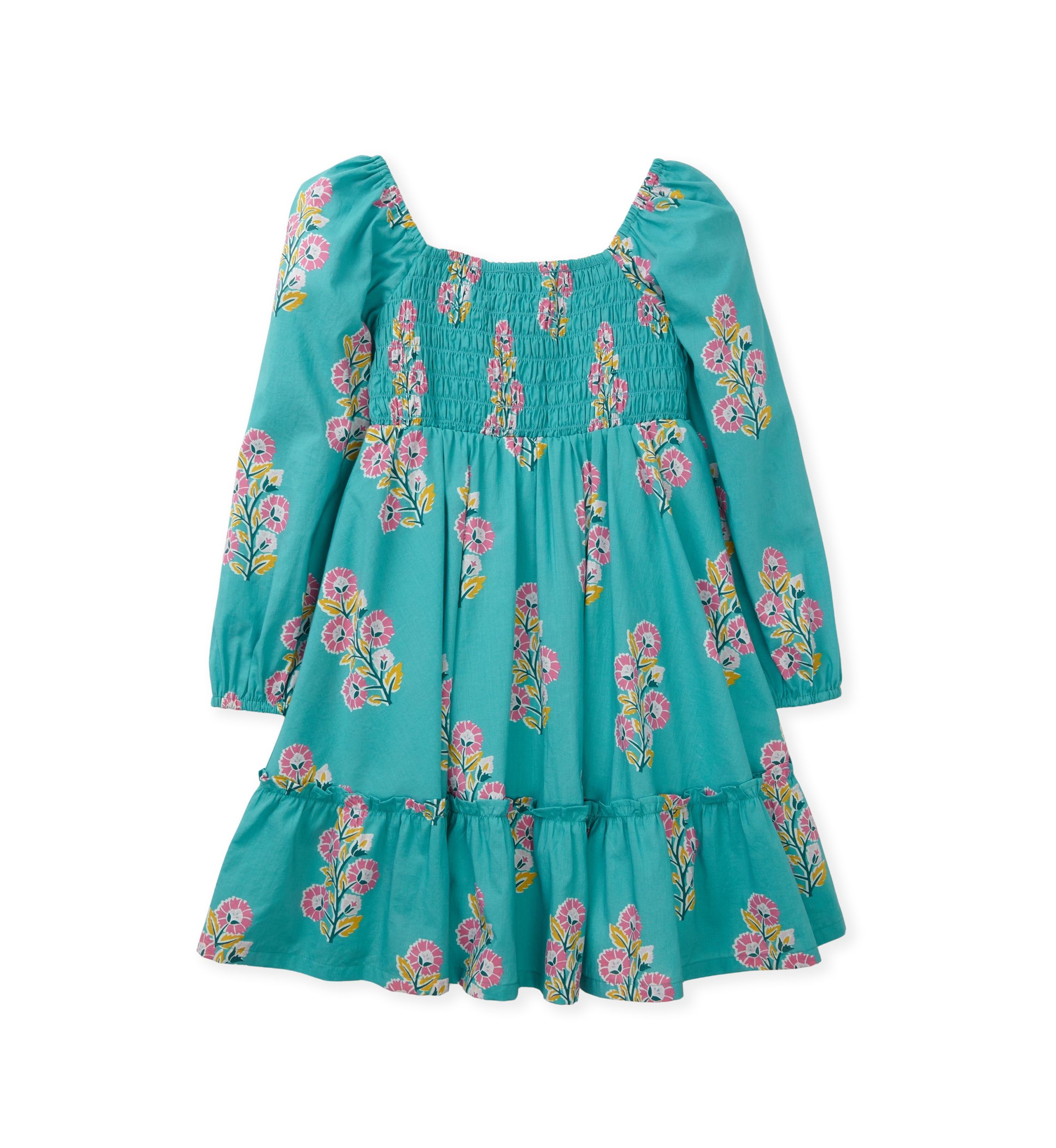 Girls 4-6x Long Sleeve Smocked Printed Dress