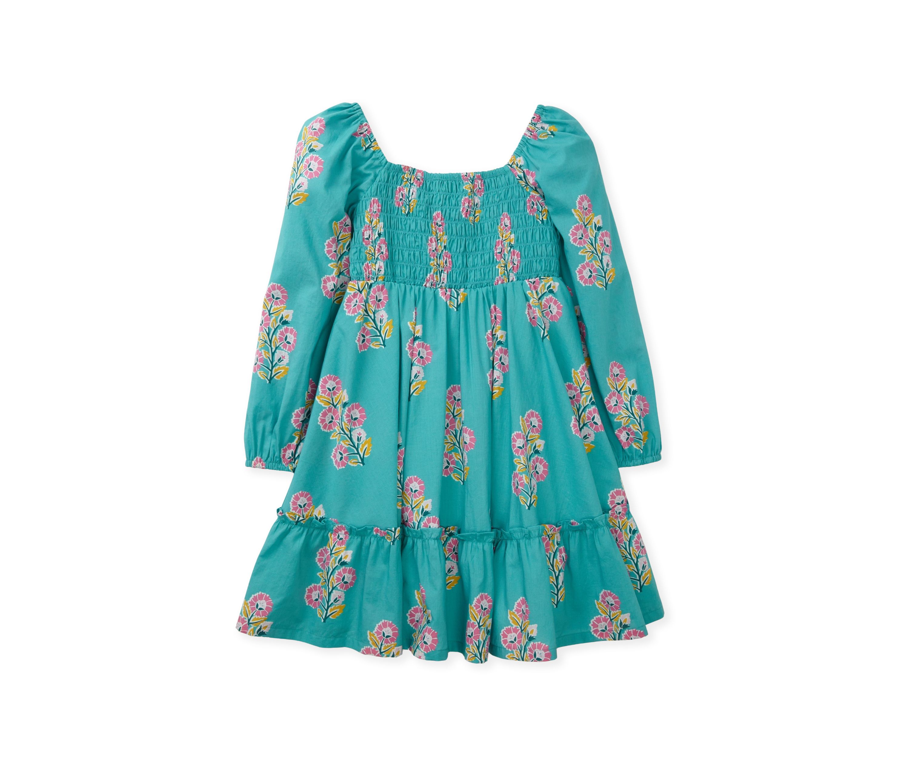 Girls 4-6x Long Sleeve Smocked Printed Dress