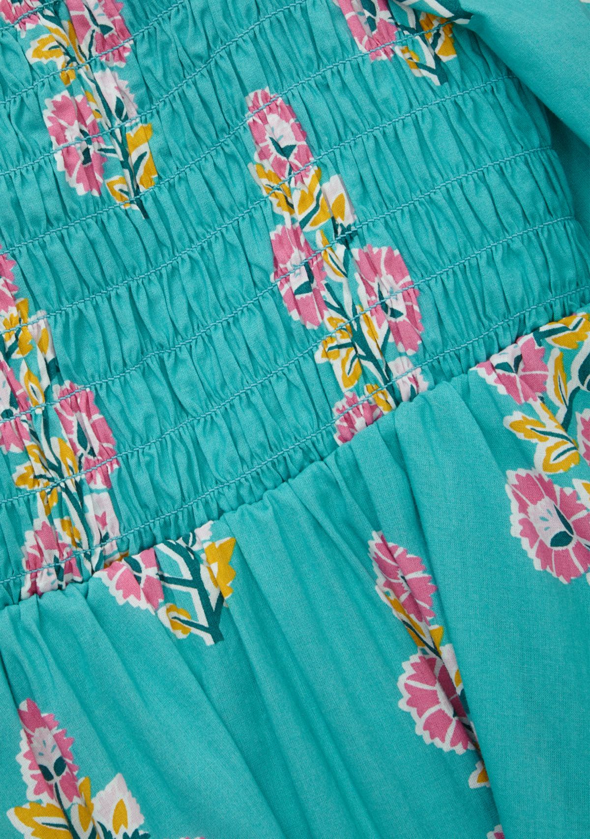 Girls 4-6x Long Sleeve Smocked Printed Dress