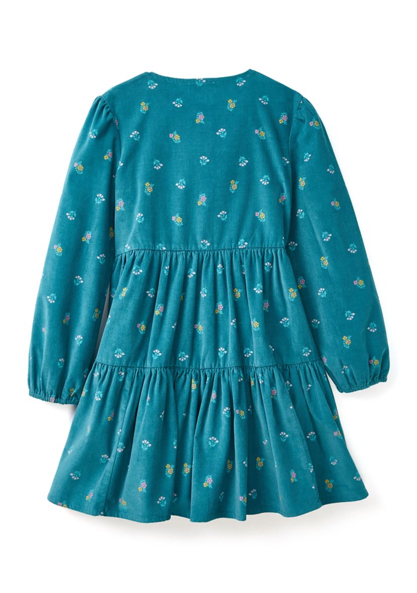 Girls 4-6X Long Sleeve Corduroy Printed Dress 