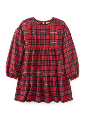 Crown & Ivy Girls 4-6x Plaid Tiered Dress, Red