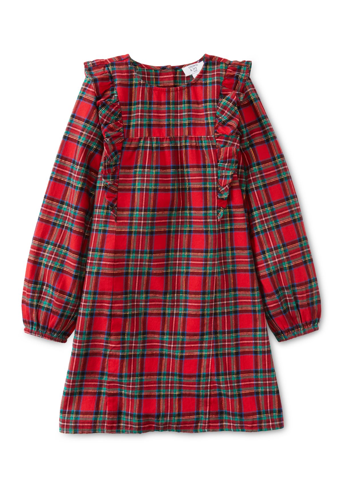 Girls 4-6x Ruffle Front Plaid Dress