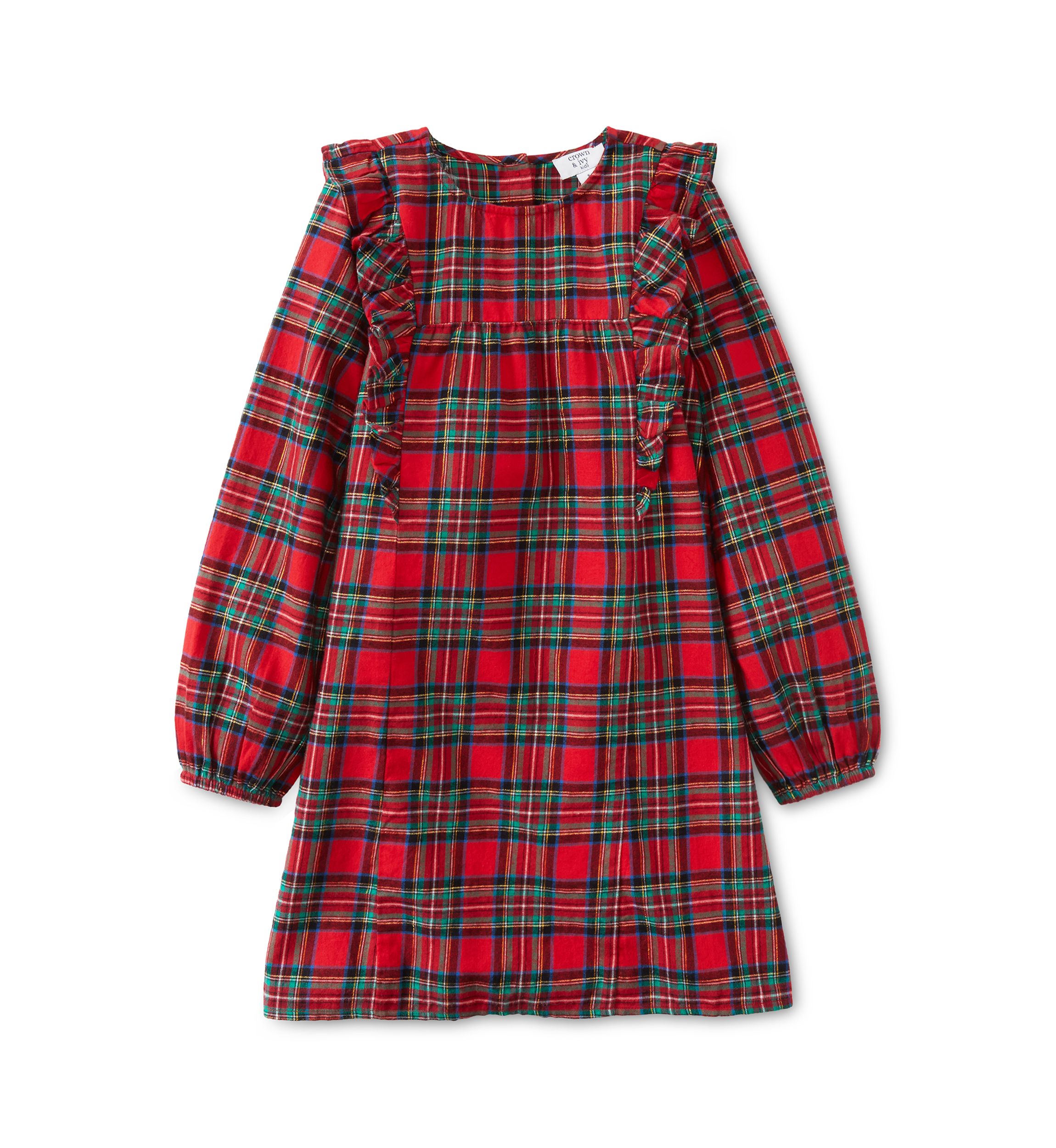 Girls 4-6x Ruffle Front Plaid Dress