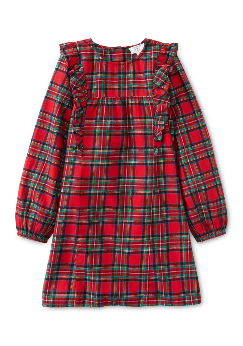 Girls 4-6x Ruffle Front Plaid Dress