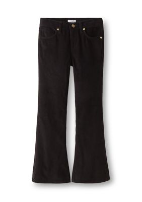 Crown & Ivy Girls 4-6x Stretch Corduroy Flare Pants, Black, 5