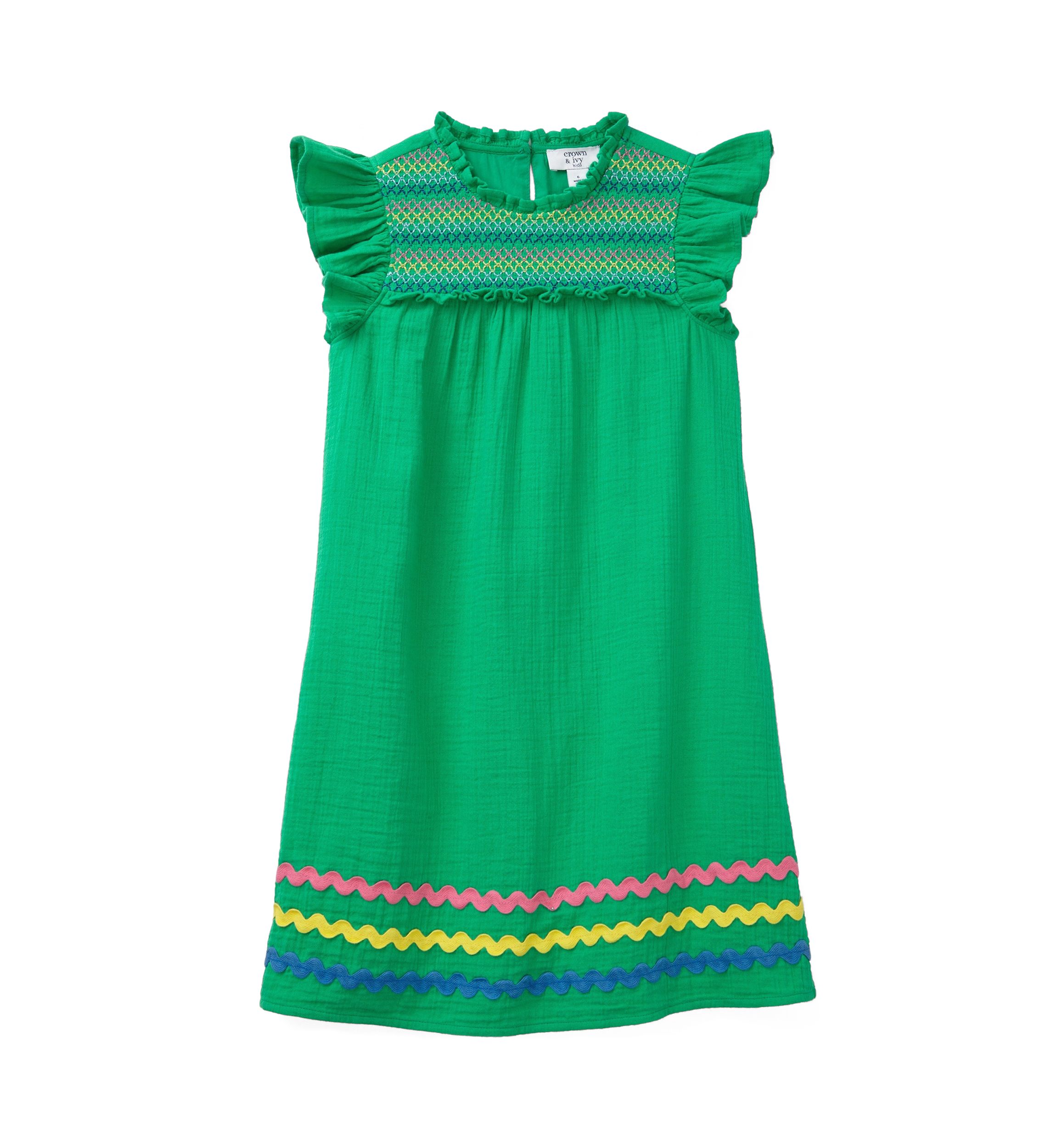 Girls 4-6x High Neck Ruffle Dress