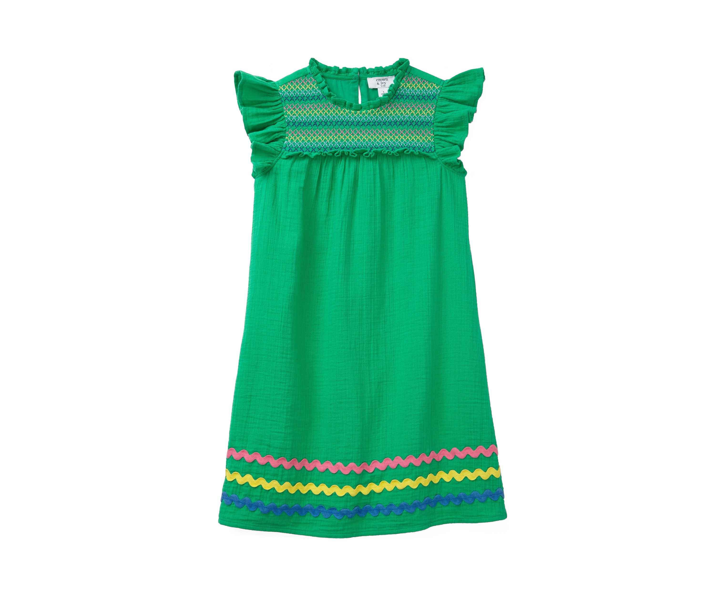 Girls 4-6x High Neck Ruffle Dress