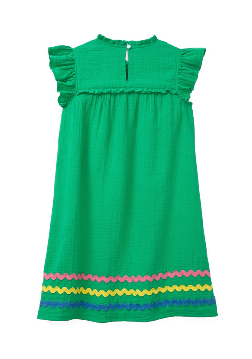 Girls 4-6x High Neck Ruffle Dress