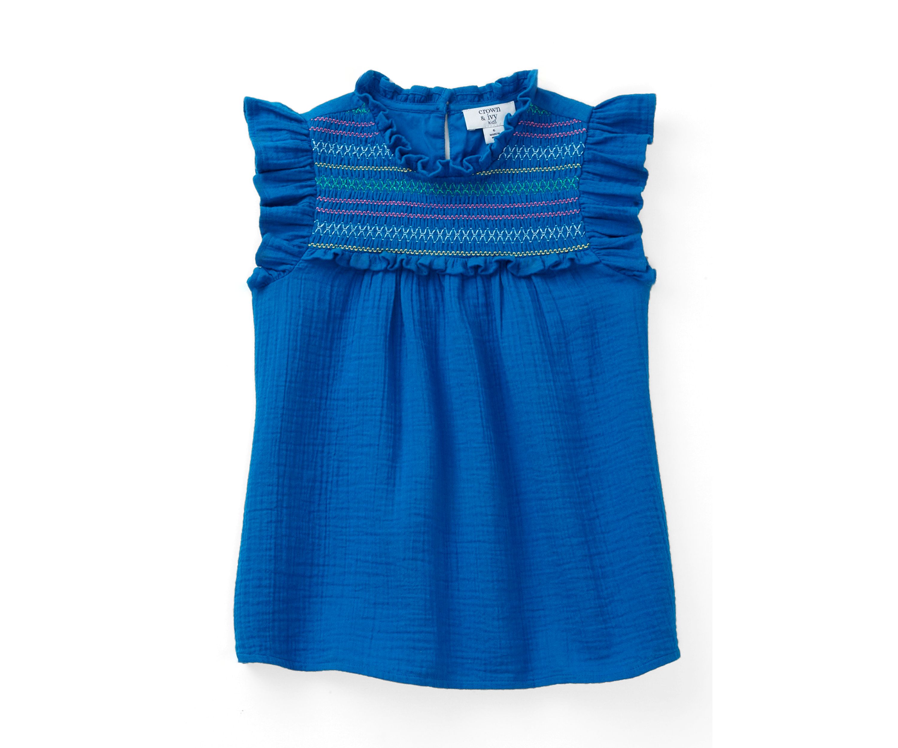 Girls 4-6x High Neck Ruffle Top