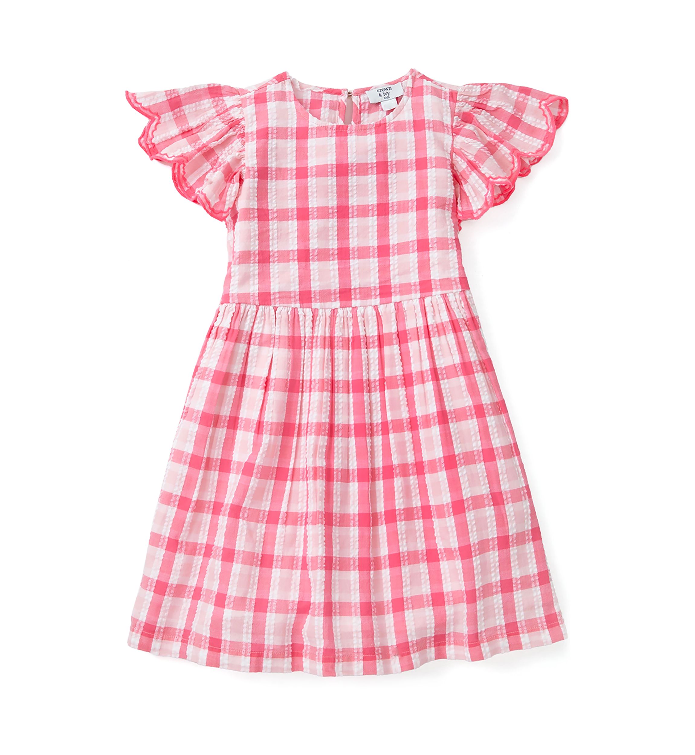 Girls 4-6x Yarn Dyed Flutter Sleeve Dress