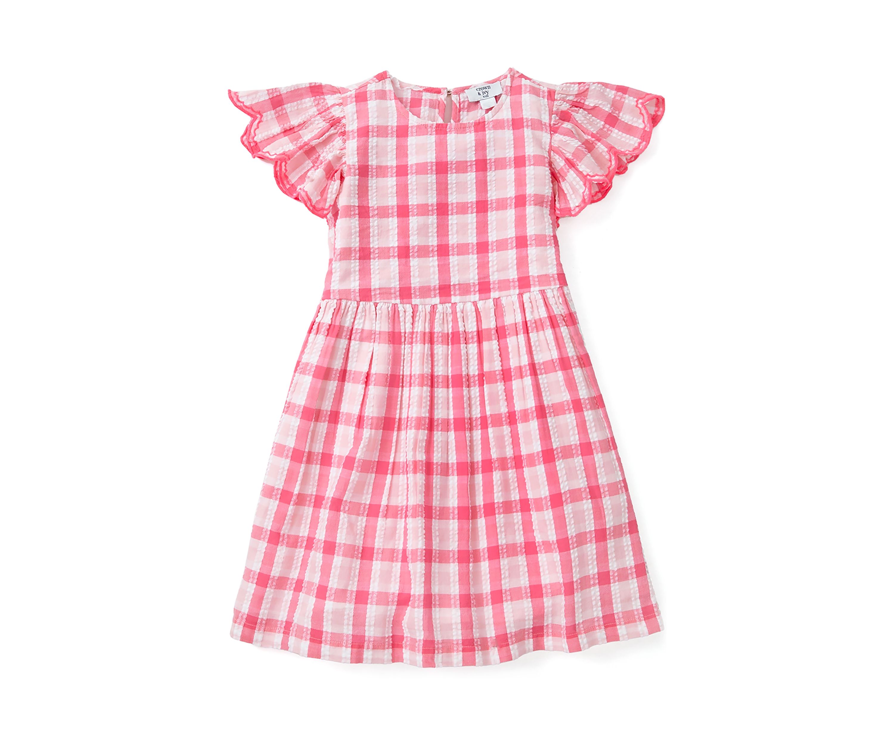 Girls 4-6x Yarn Dyed Flutter Sleeve Dress