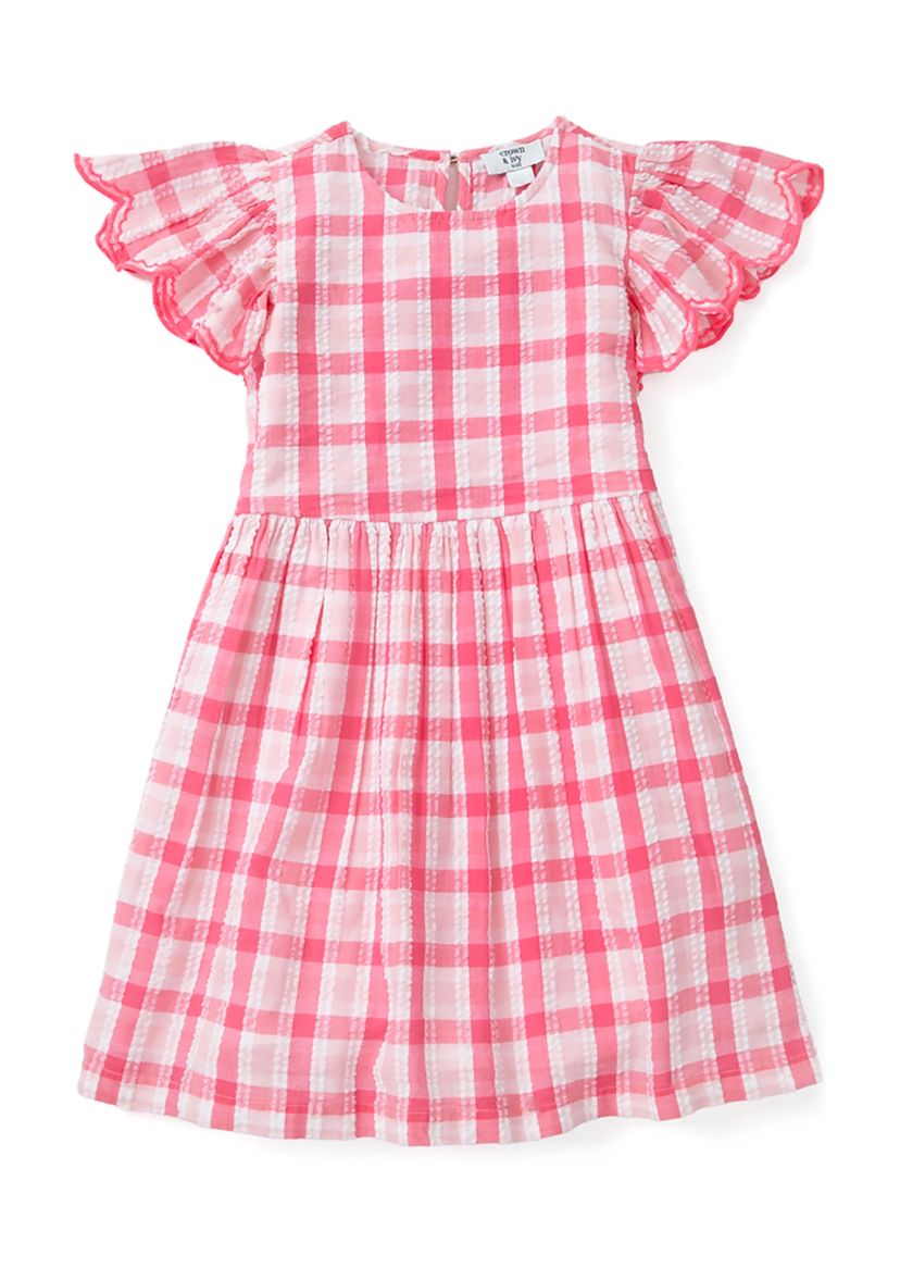 Girls 4-6x Yarn Dyed Flutter Sleeve Dress