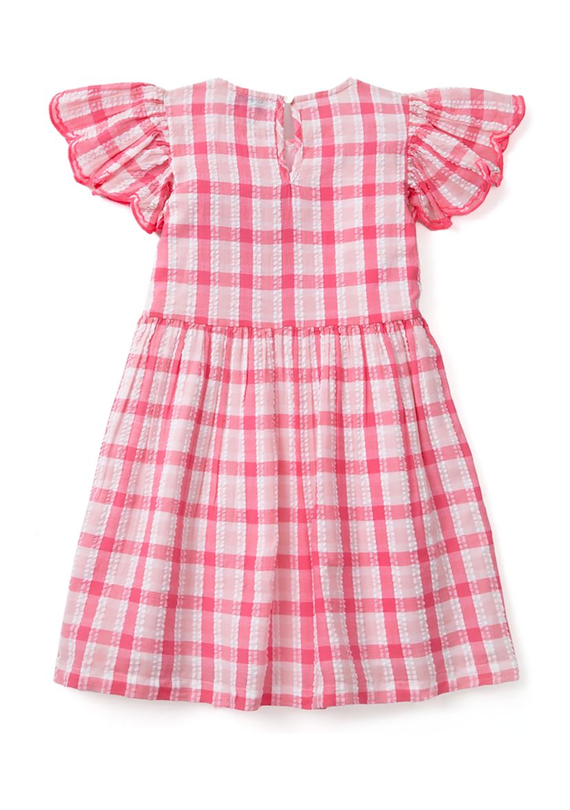 Girls 4-6x Yarn Dyed Flutter Sleeve Dress