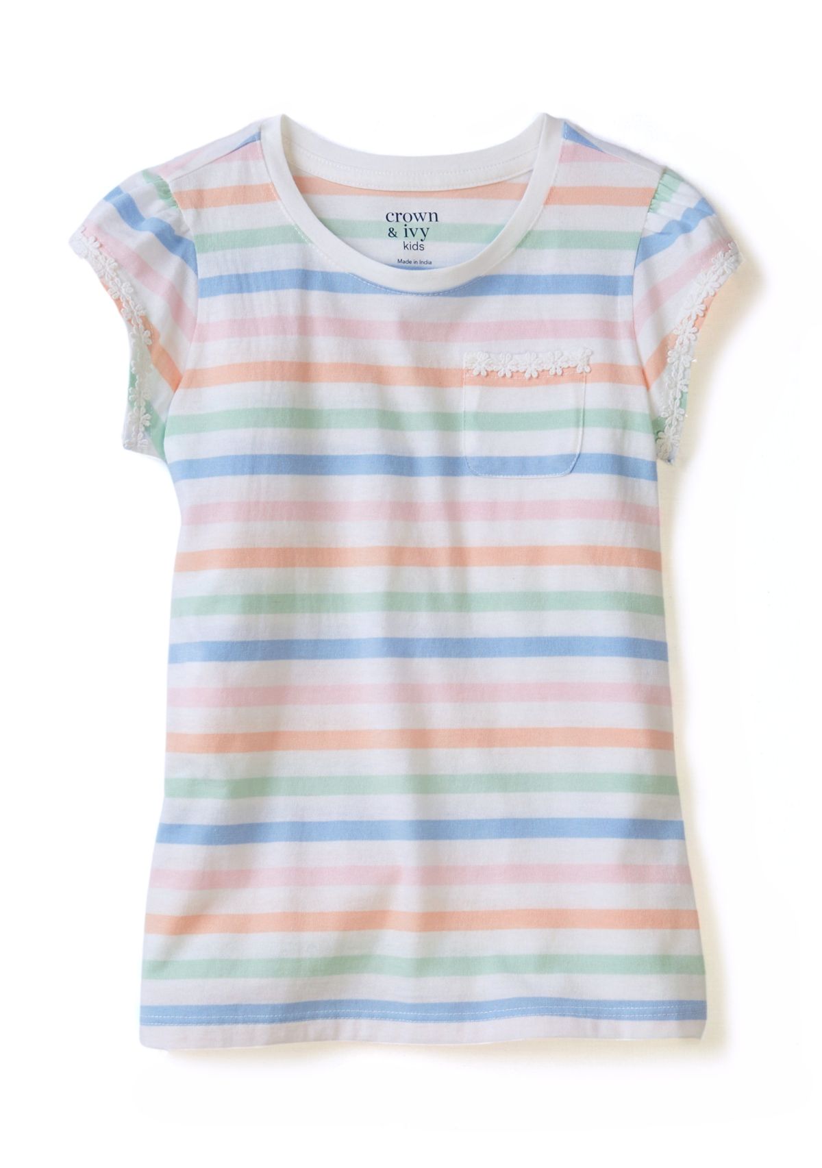 Girls 4-6x Daisy Trim Pocket T-Shirt