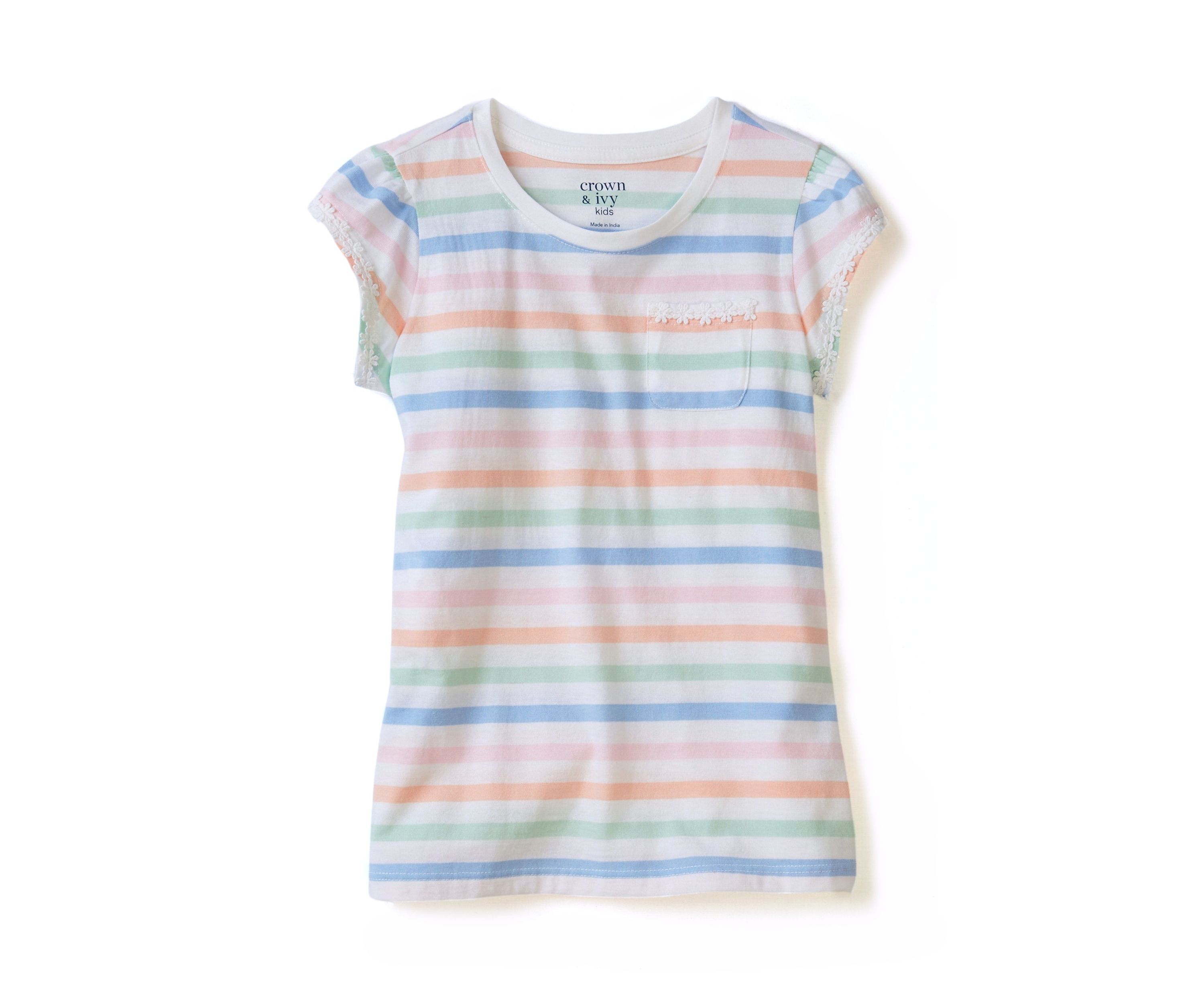 Girls 4-6x Daisy Trim Pocket T-Shirt