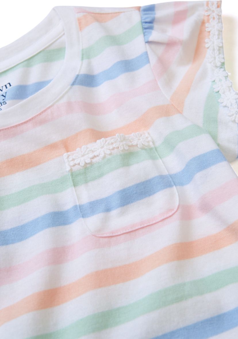 Girls 4-6x Daisy Trim Pocket T-Shirt