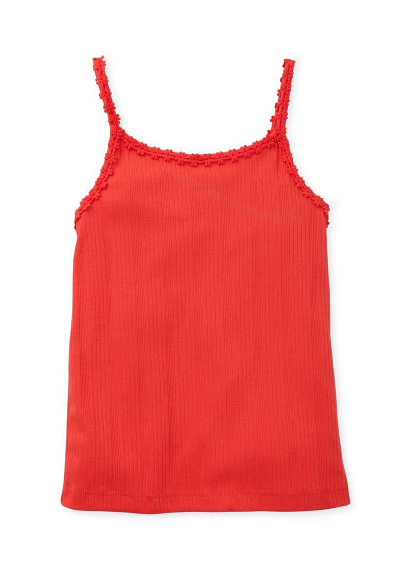 Girls 4-6x Sleeveless Ribbed Daisy Trim Tank 