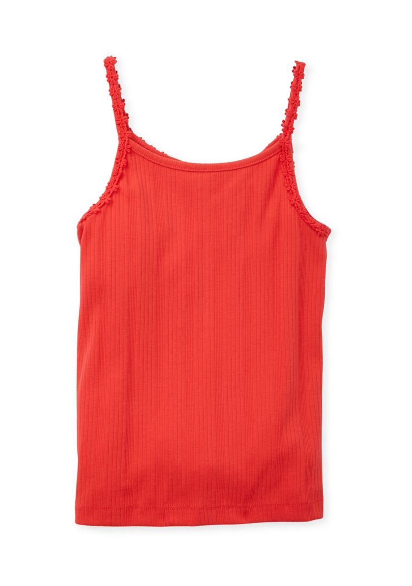 Girls 4-6x Sleeveless Ribbed Daisy Trim Tank 
