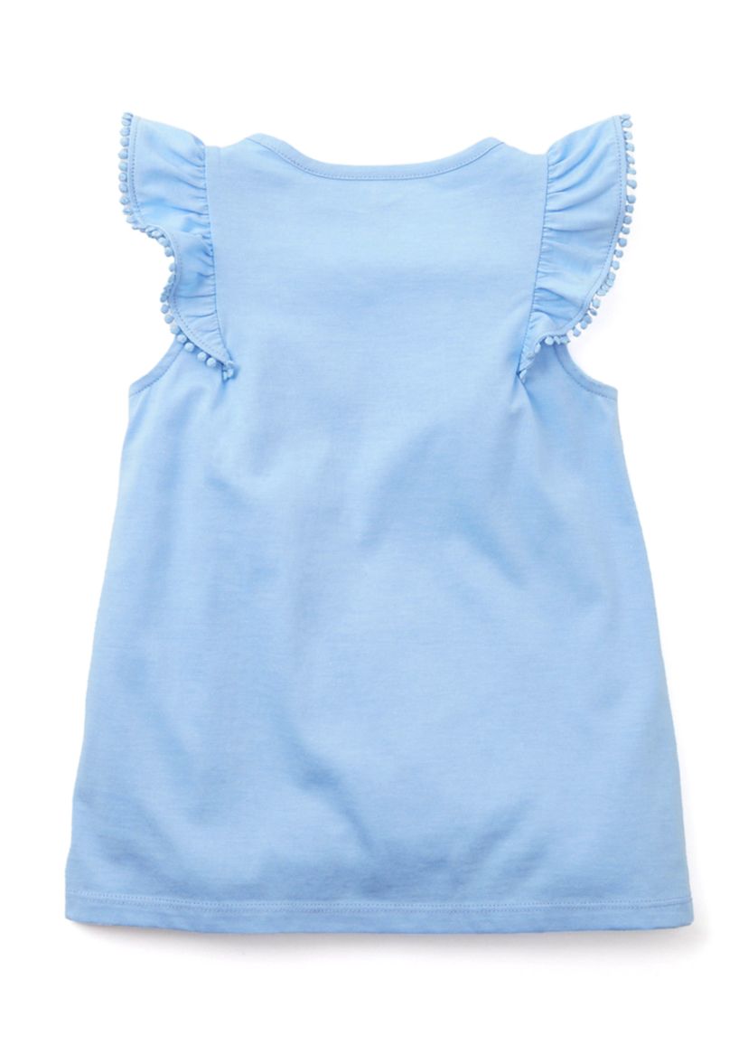 Girls 4-6x Pom Ruffle Trim Tank Top