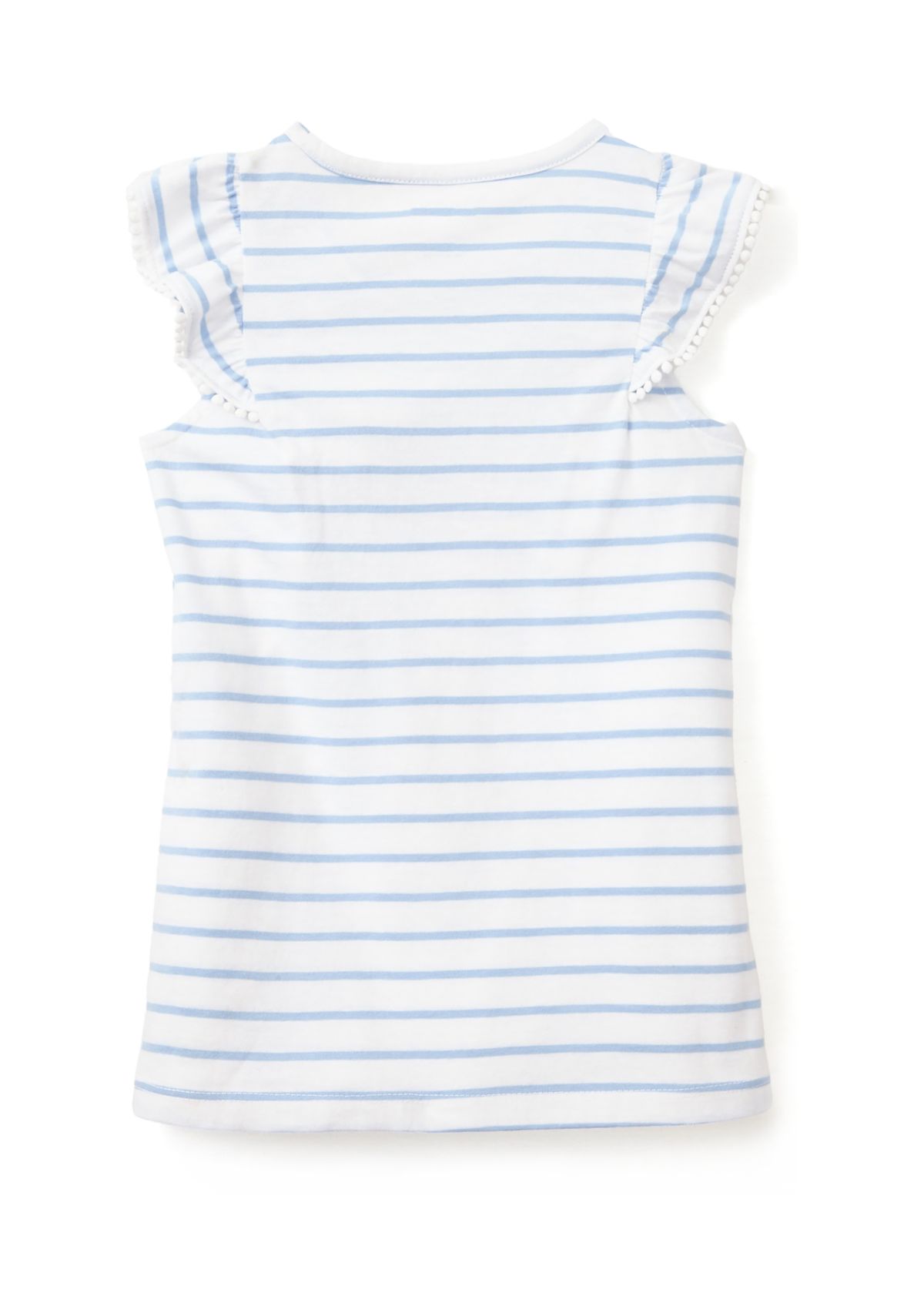 Girls 4-6x Pom Trim Ruffle Yarn Dyed Tank Top