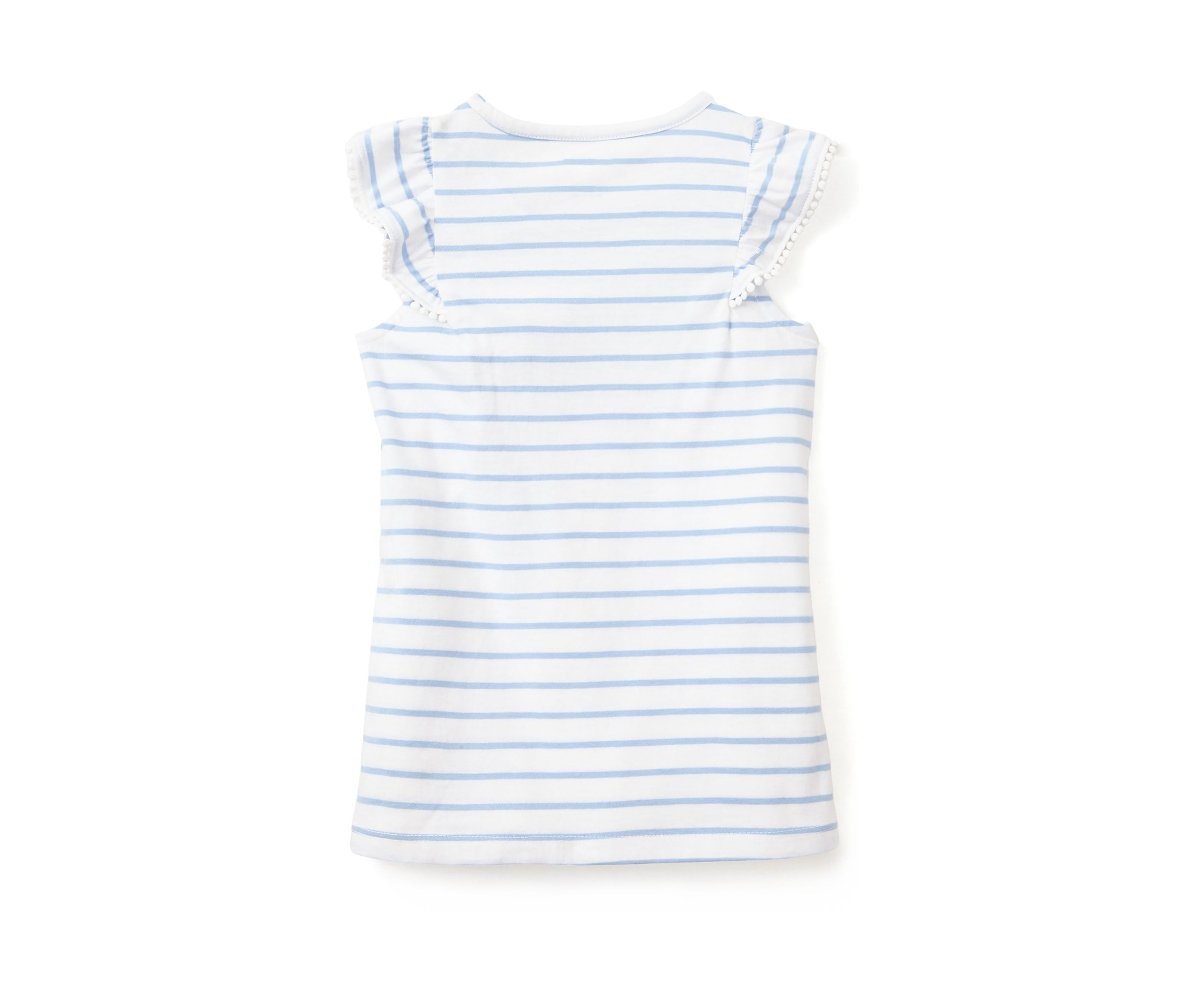 Girls 4-6x Pom Trim Ruffle Yarn Dyed Tank Top