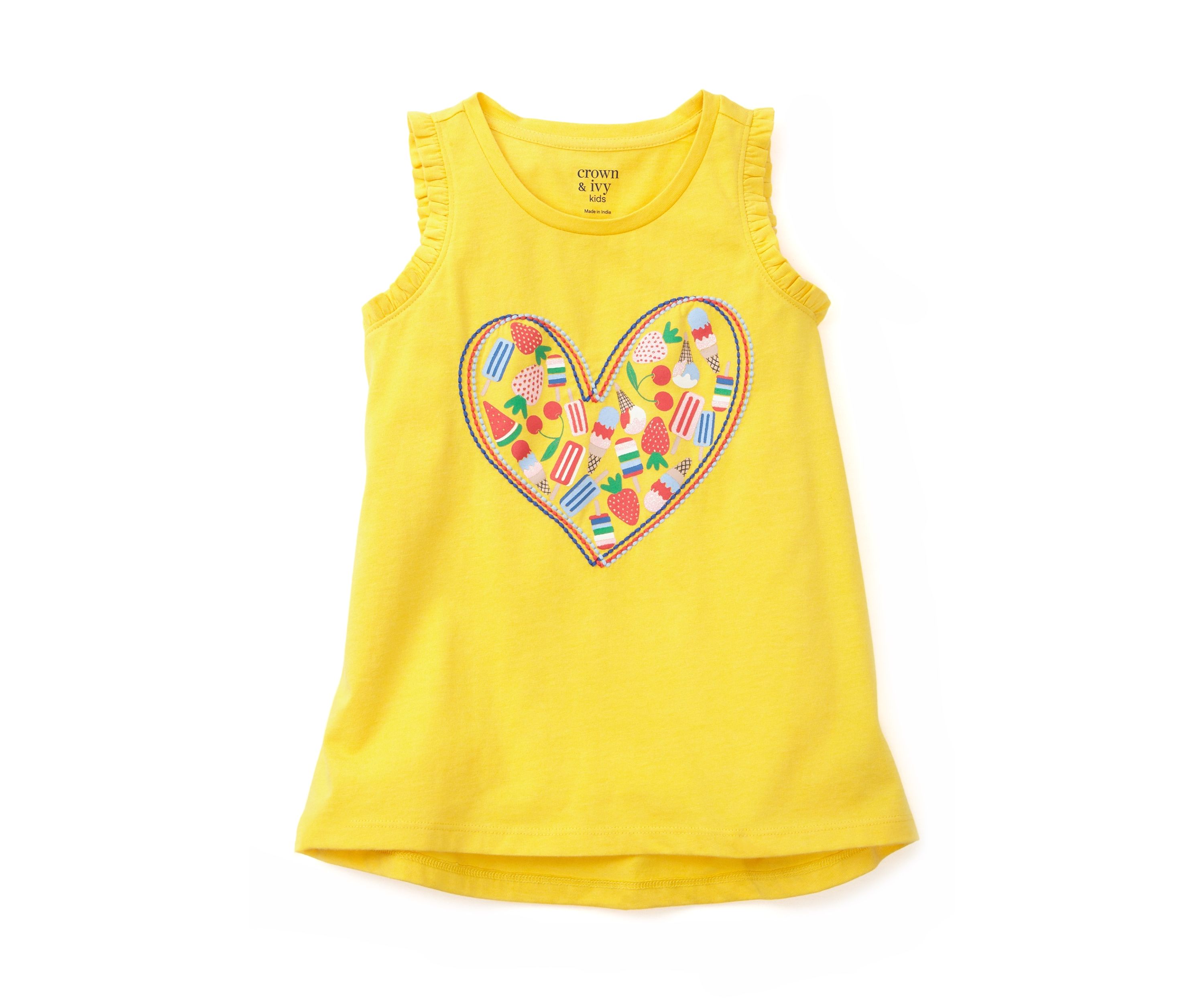 Girls 4-6x Ruffle Trim Graphic Tank Top