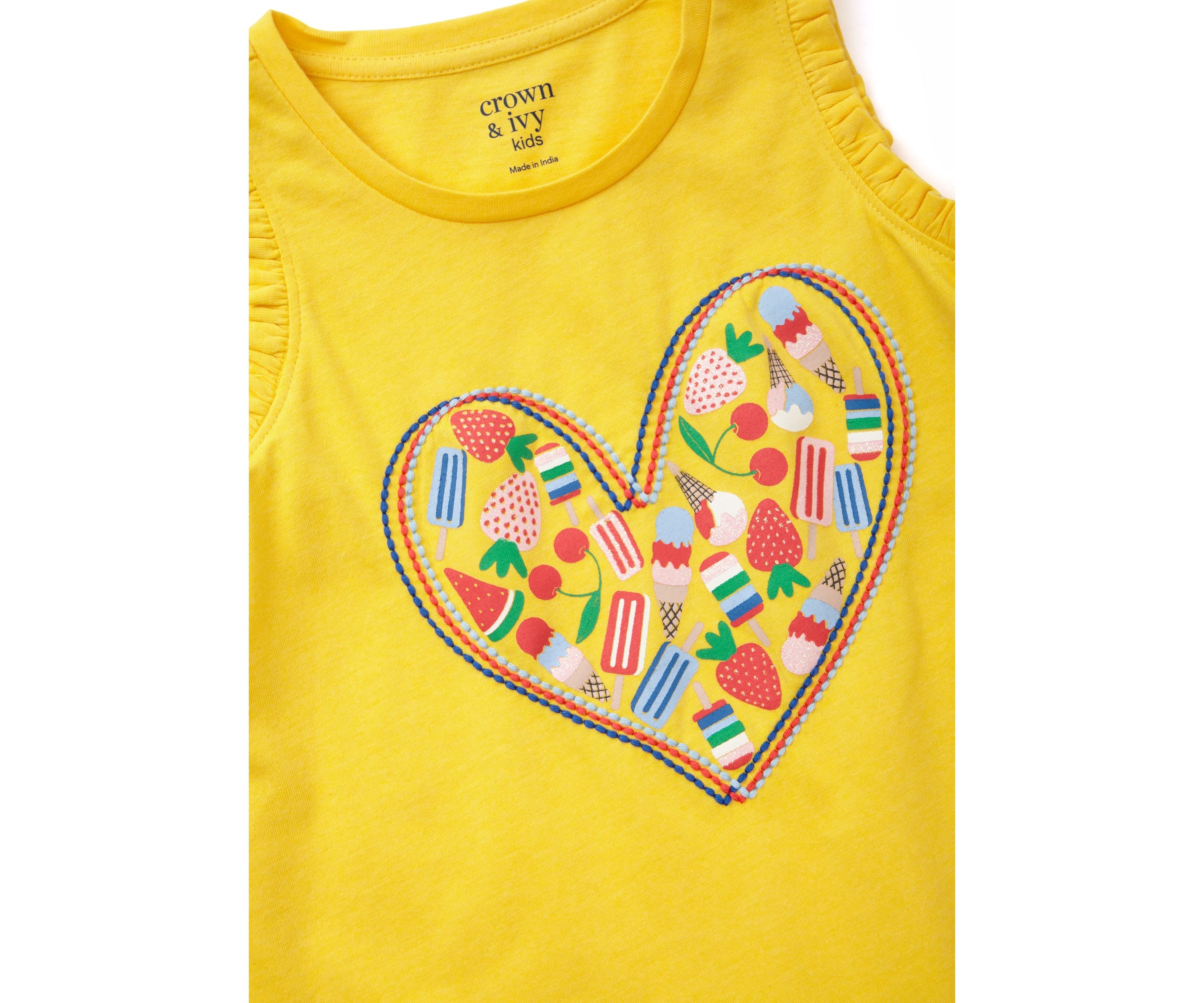 Girls 4-6x Ruffle Trim Graphic Tank Top