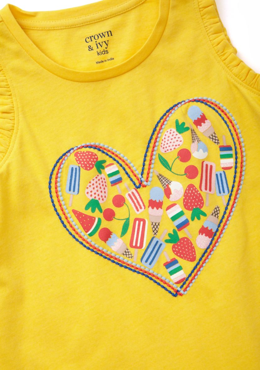 Girls 4-6x Ruffle Trim Graphic Tank Top