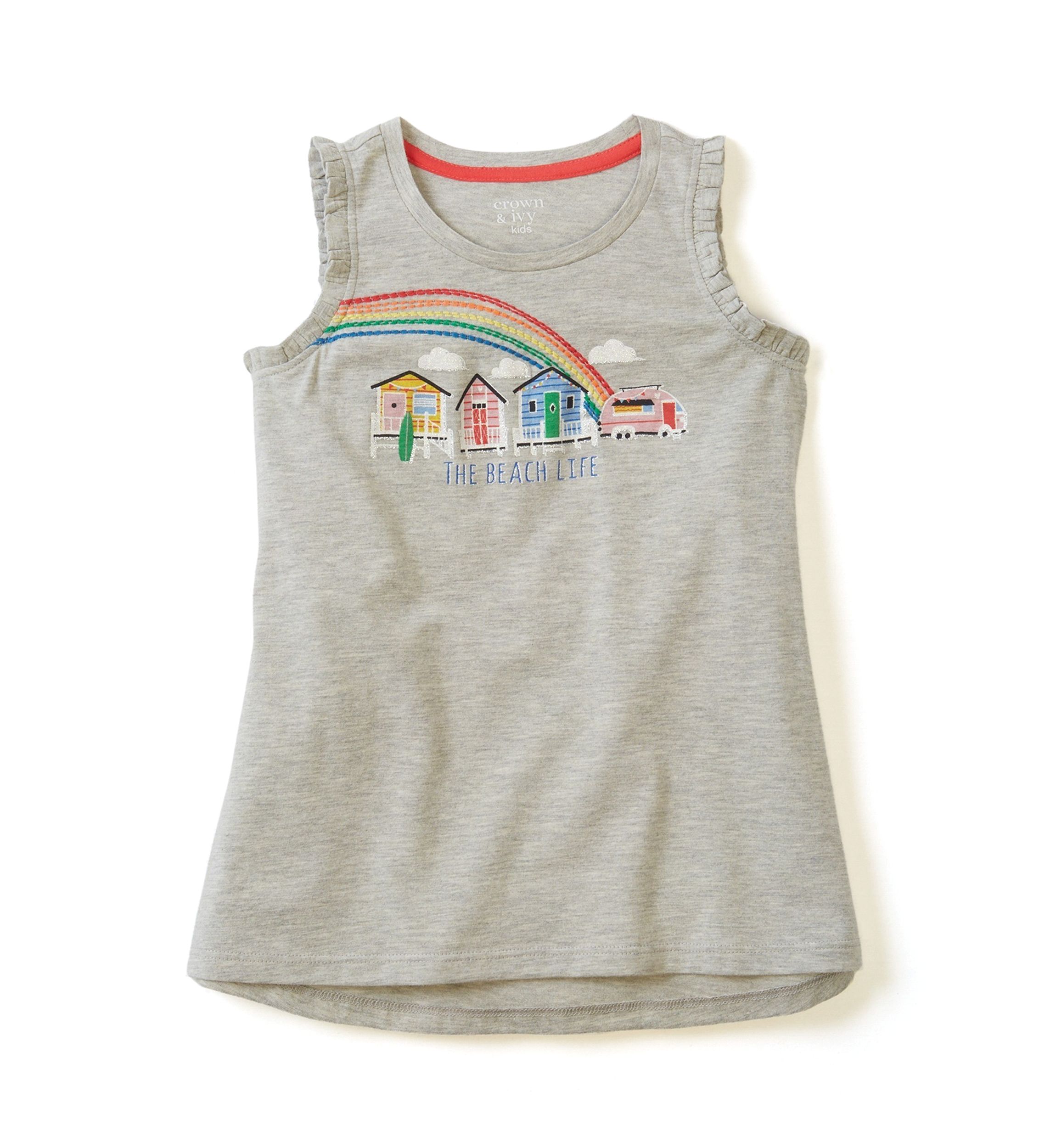 Girls 4-6x Ruffle Trim Graphic Tank Top