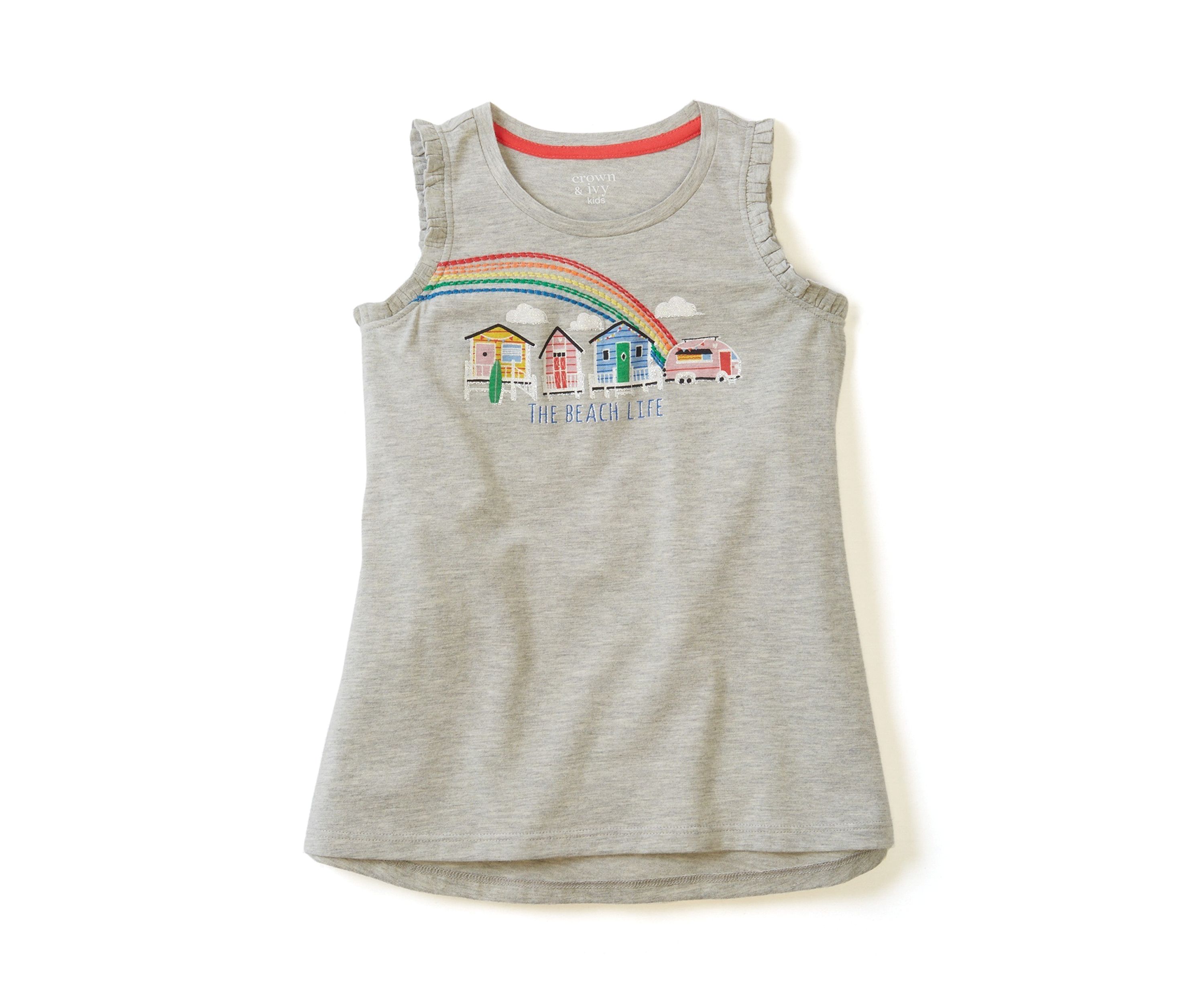 Girls 4-6x Ruffle Trim Graphic Tank Top