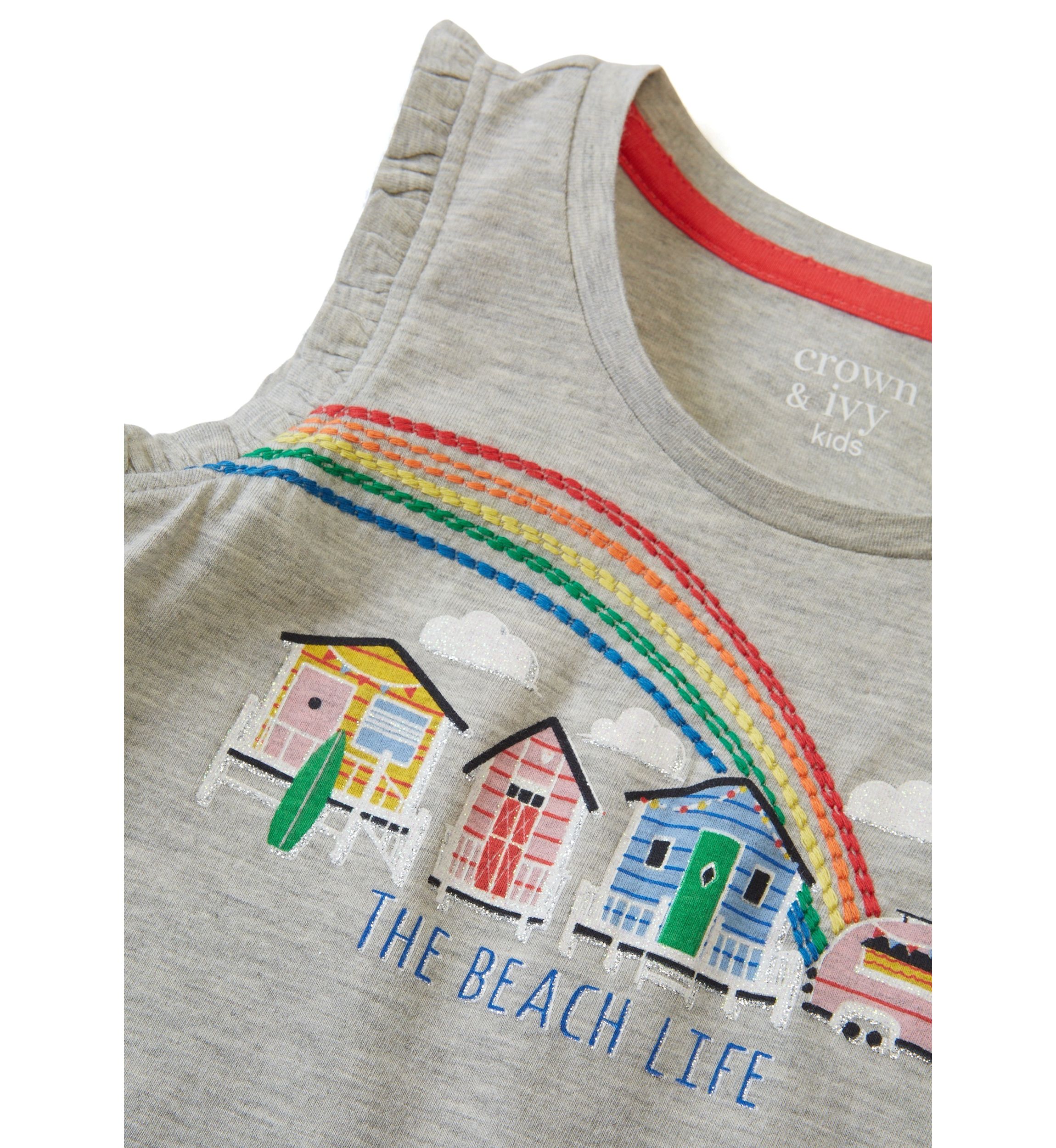 Girls 4-6x Ruffle Trim Graphic Tank Top