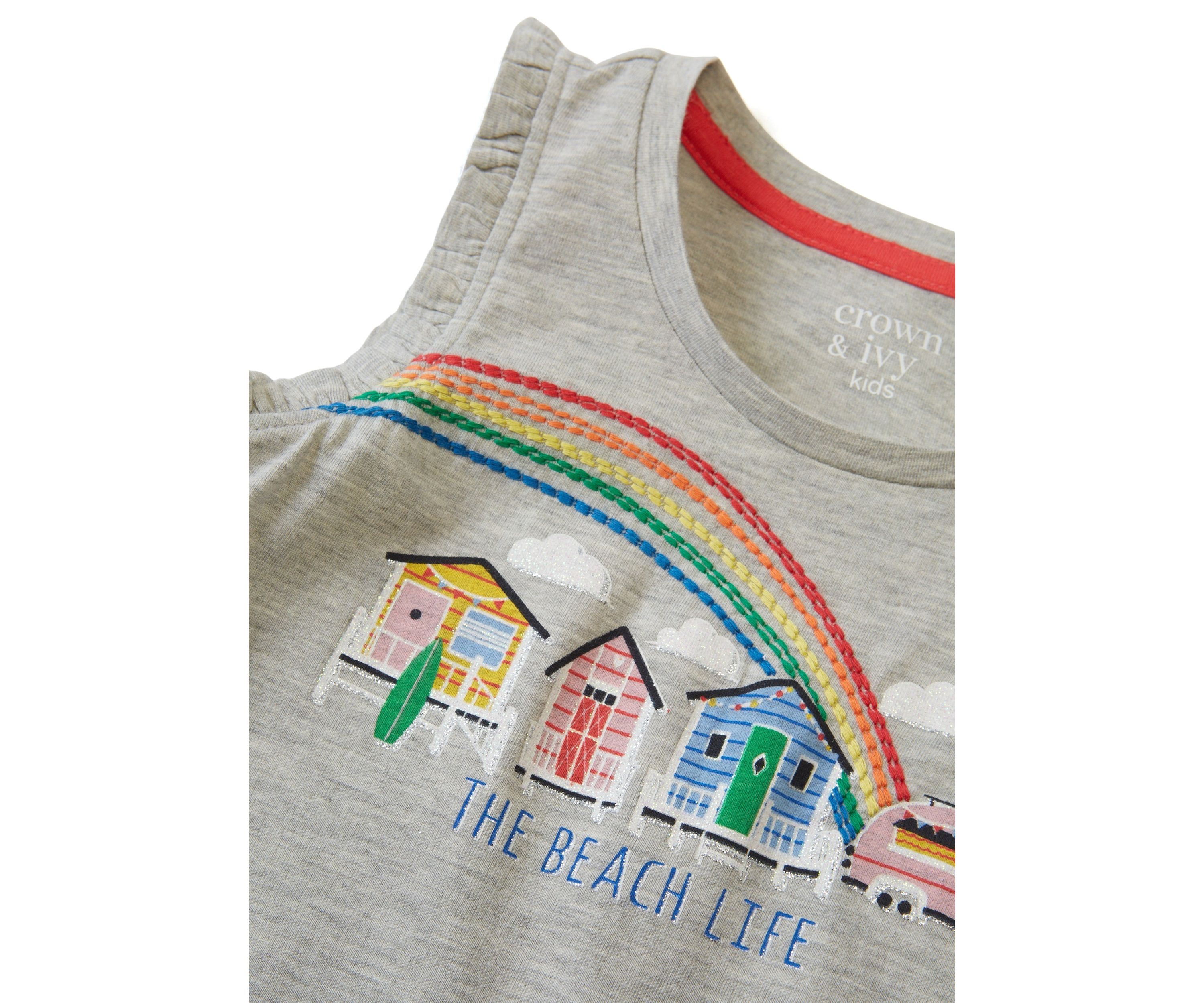 Girls 4-6x Ruffle Trim Graphic Tank Top